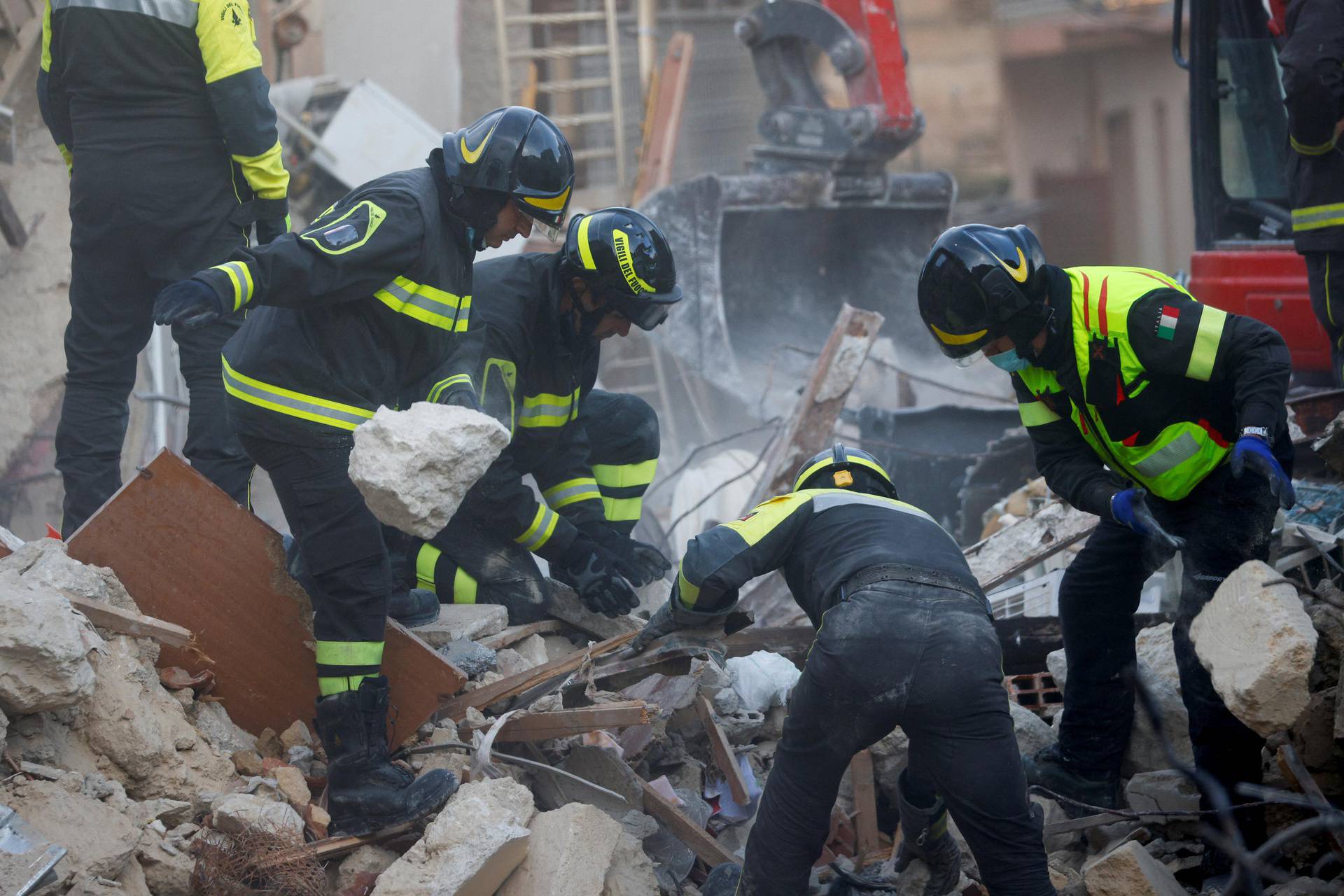 Aftermath of explosion in residential building, in Ravanusa