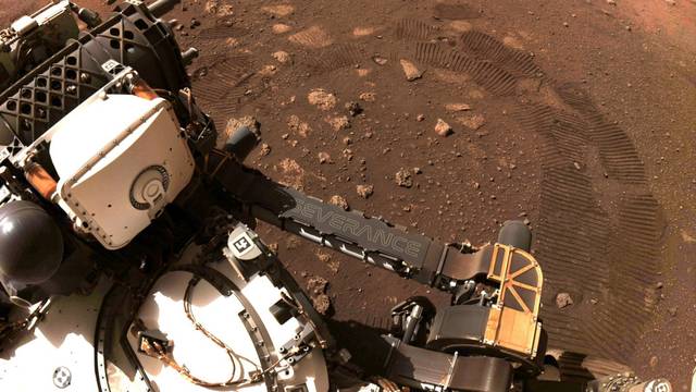 NASA's Mars rover Perseverance takes its first, short drive on the surface of the red planet