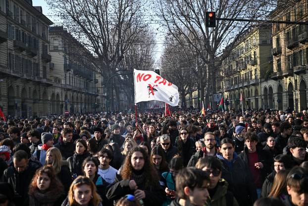 Protest in support of Askatasuna social centre in Turin, Italy