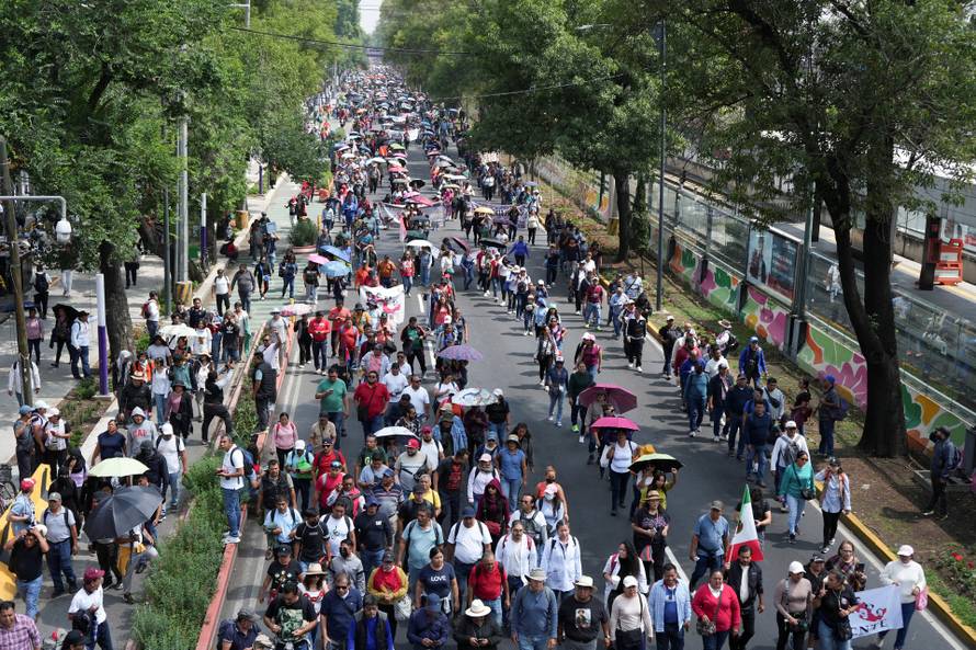 Protest march ahead of the opening match of the 2026 FIFA World Cup, in Mexico City