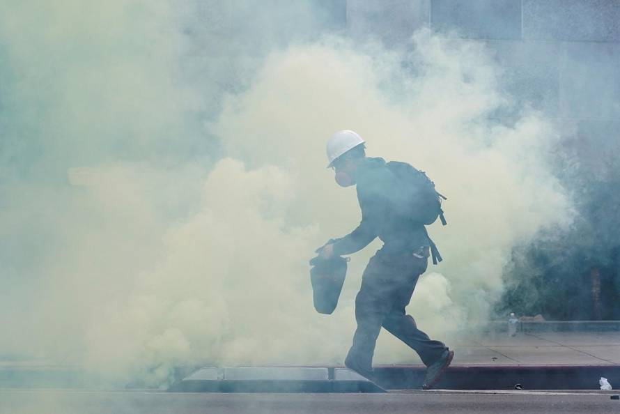 Protest against federal immigration sweeps, in Los Angeles