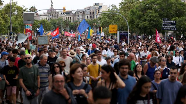 People protest against mass tourism in Barcelona