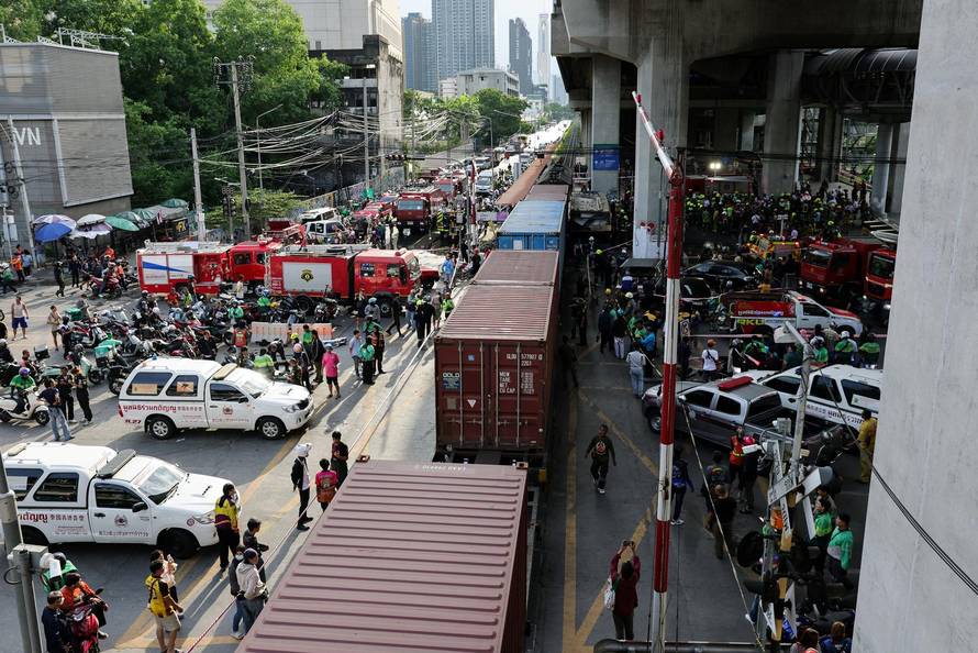The scene of a multi-vehicle collision, in Bangkok