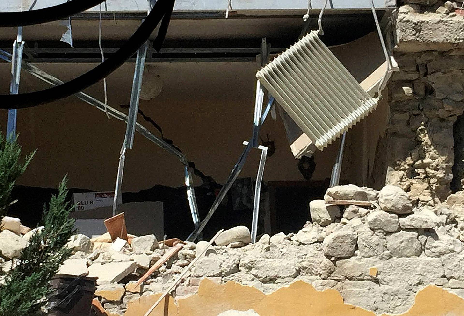 The interior of a house is seen following an earthquake in Accumoli di Rieti
