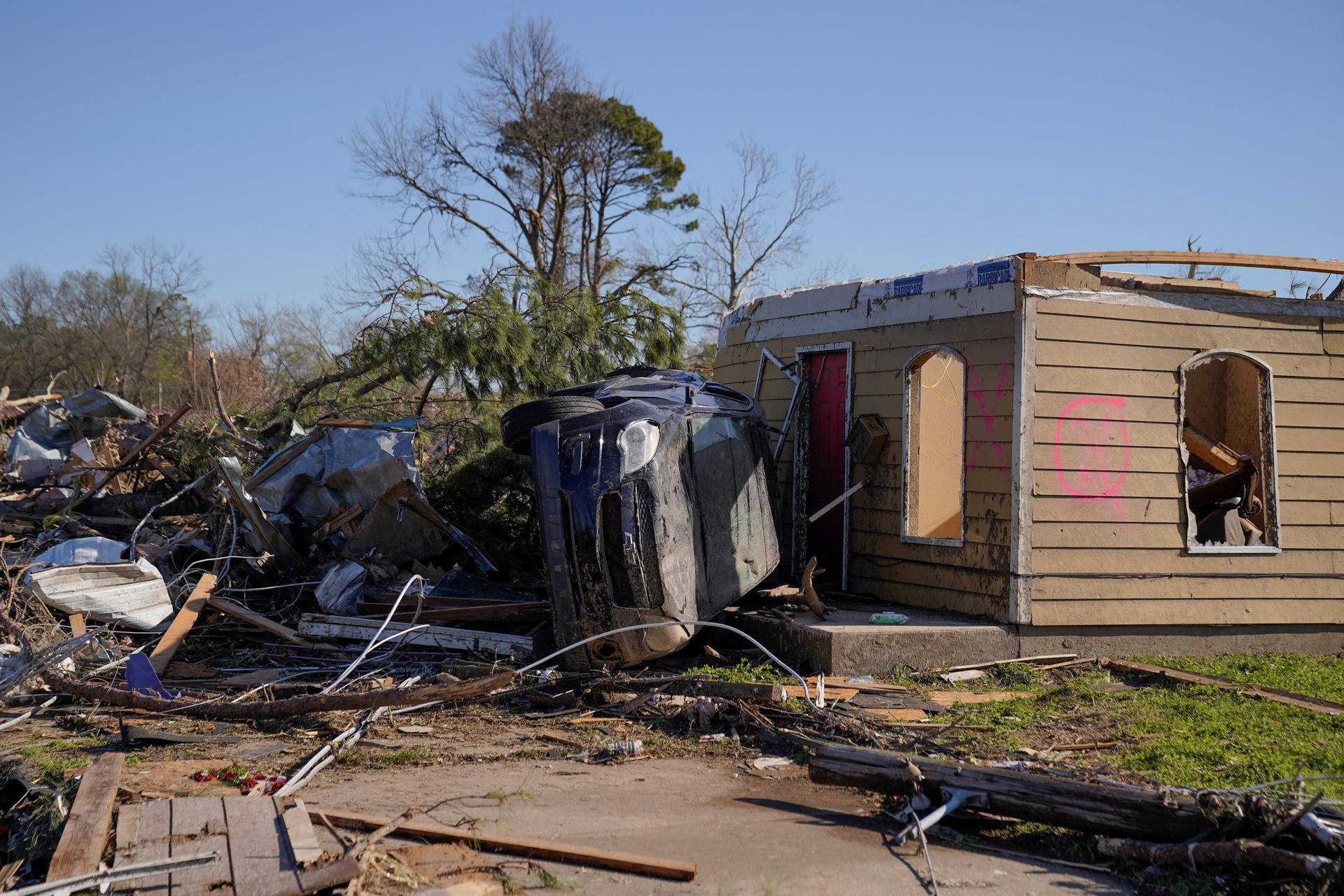 Aftermath of tornado in Wynne, Arkansas