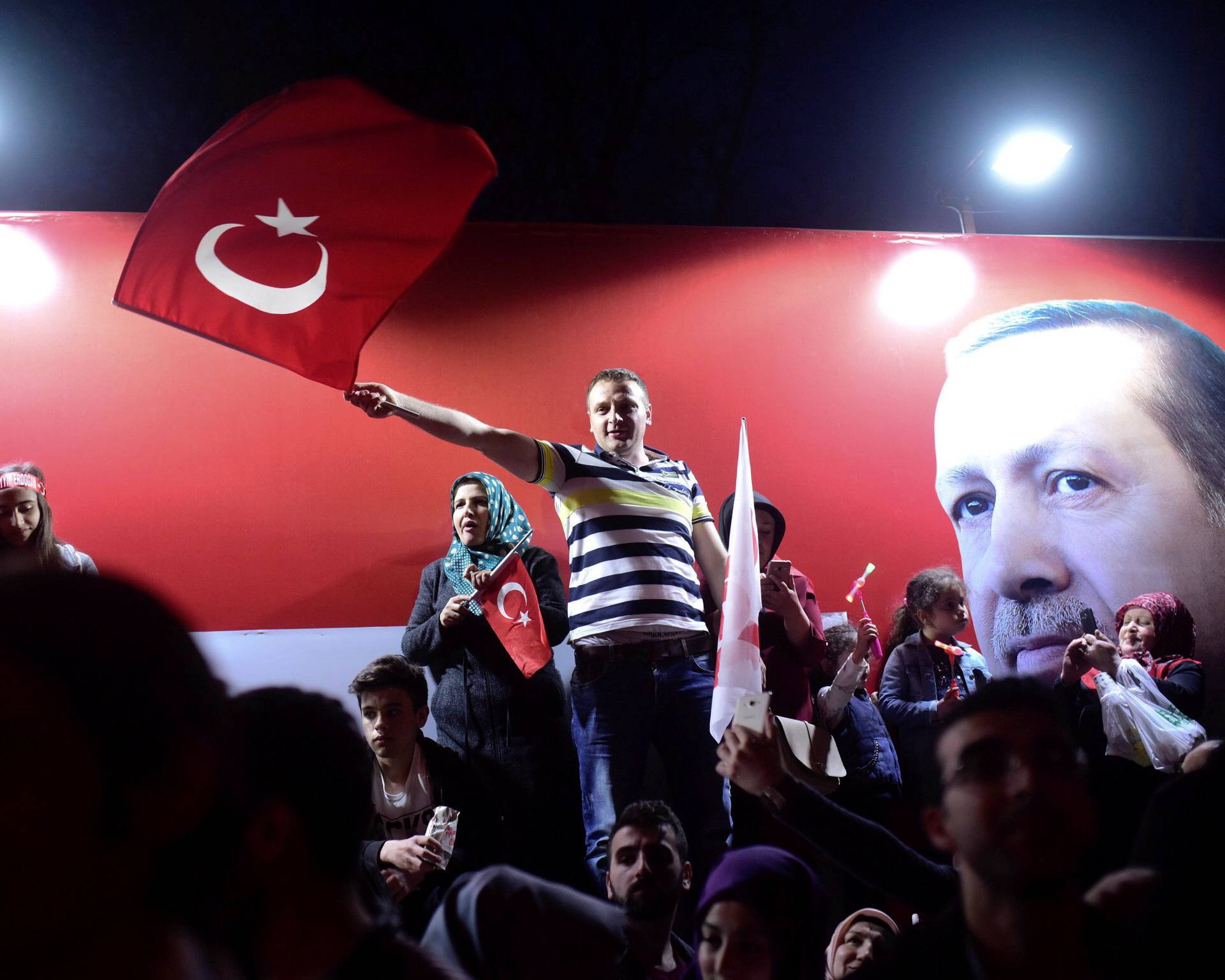 Supporters of Turkish President Tayyip Erdogan celebrate in Istanbul