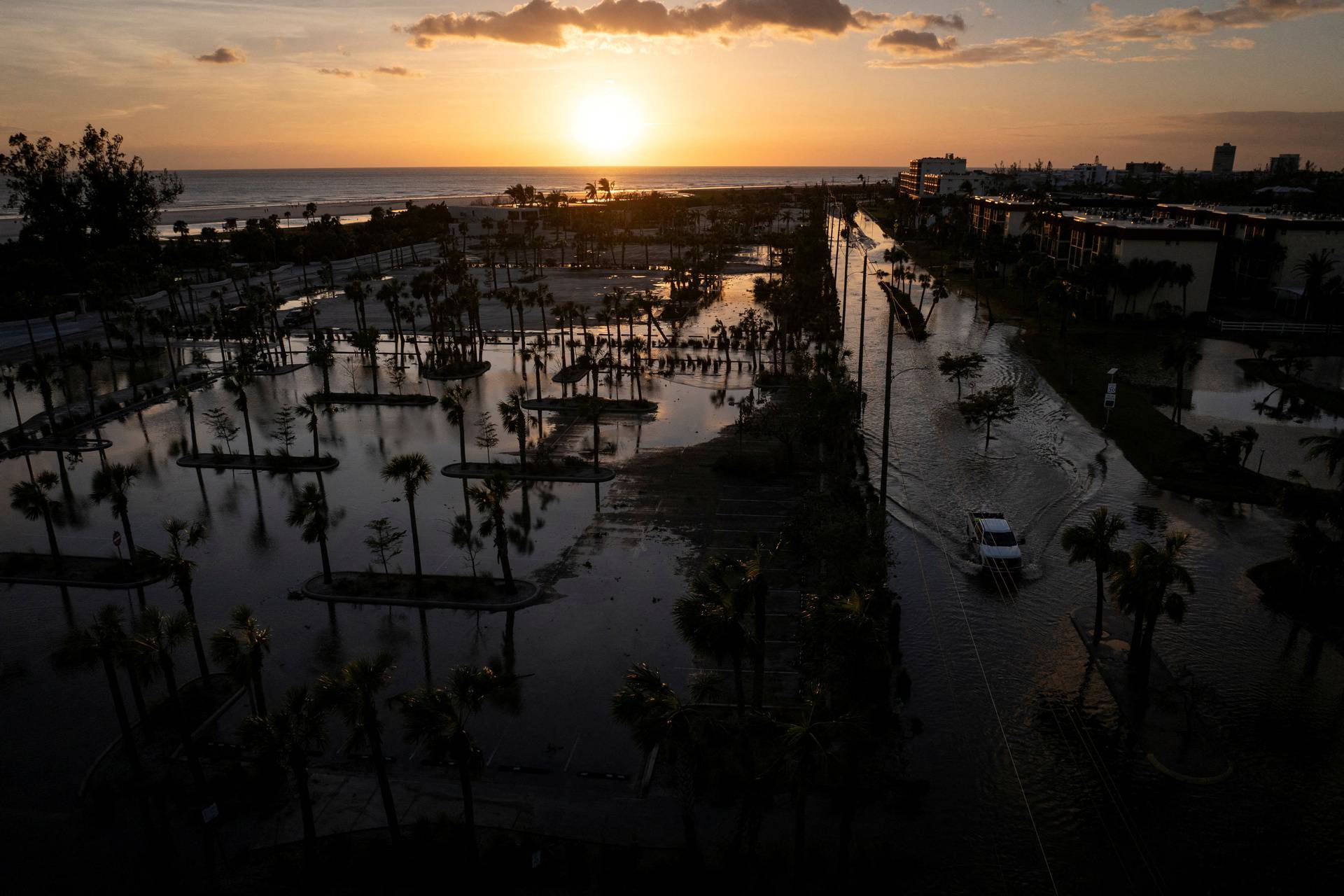 Aftermath of Hurricane Milton’s landfall in Siesta Key, Florida