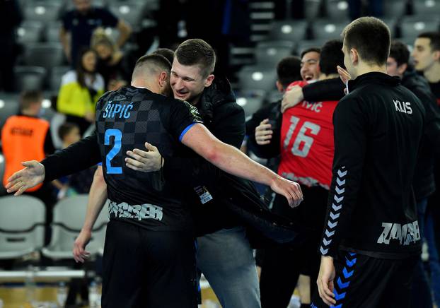 Zagreb: Slavlje PPD Zagreb nakon pobjede na Pick Szegedom u 11. kolu EHF Lige prvaka