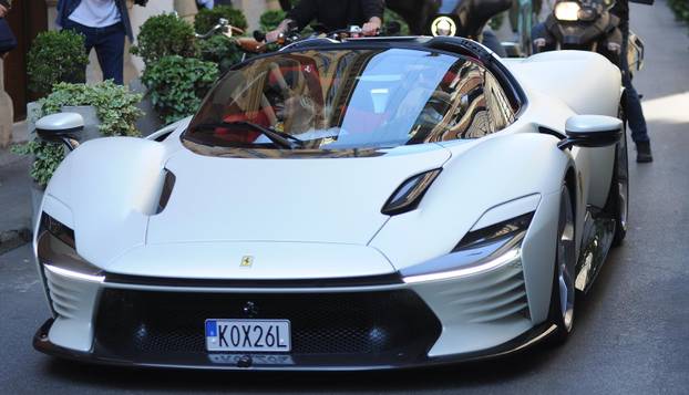 Milan, Zlatan Ibrahimovic with his wife Helena and their white Ferrari