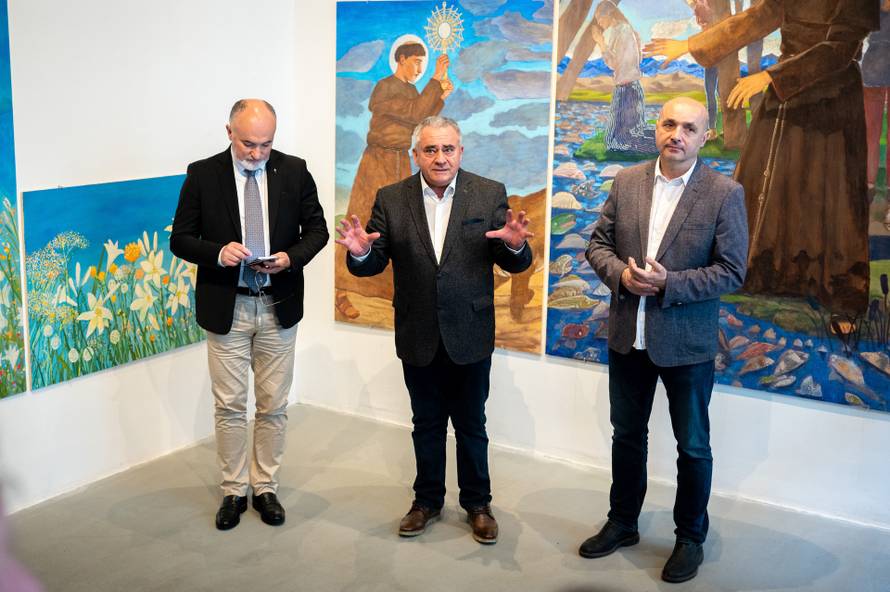 Zagreb: Otvorenje izložbe Tomislava Buntaka na kojoj predstavlja oltarni poliptih izrađen za crkvu sv. Antuna Padovanskog