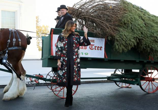 U.S. first lady Melania Trump receives 2019 White House Christmas Tree in Washington