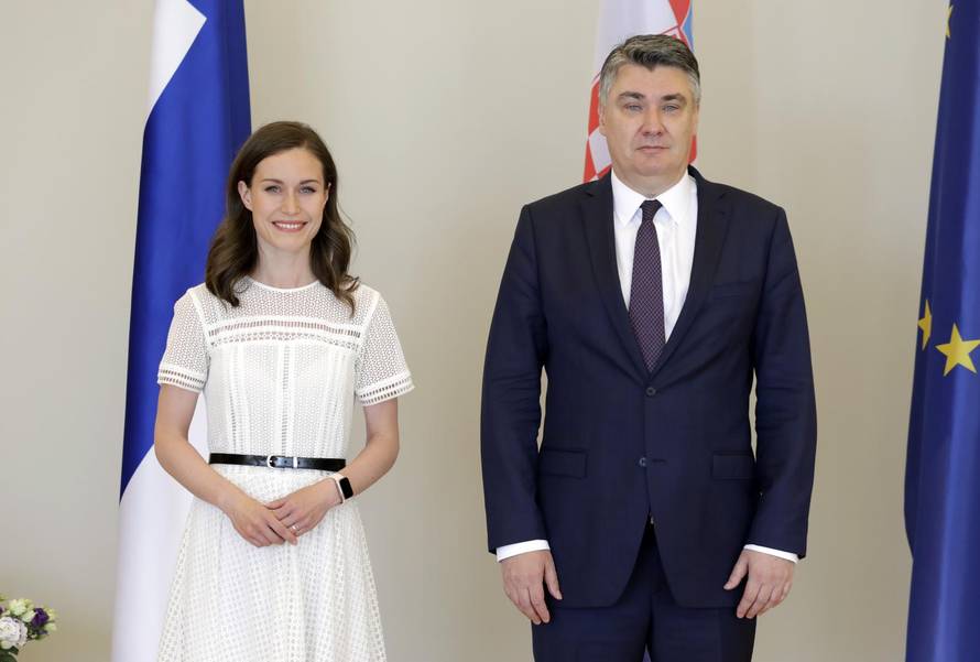 Zagreb: Predsjednik Milanović primio Sannu Marin, predsjednicu Vlade Republike Finske 