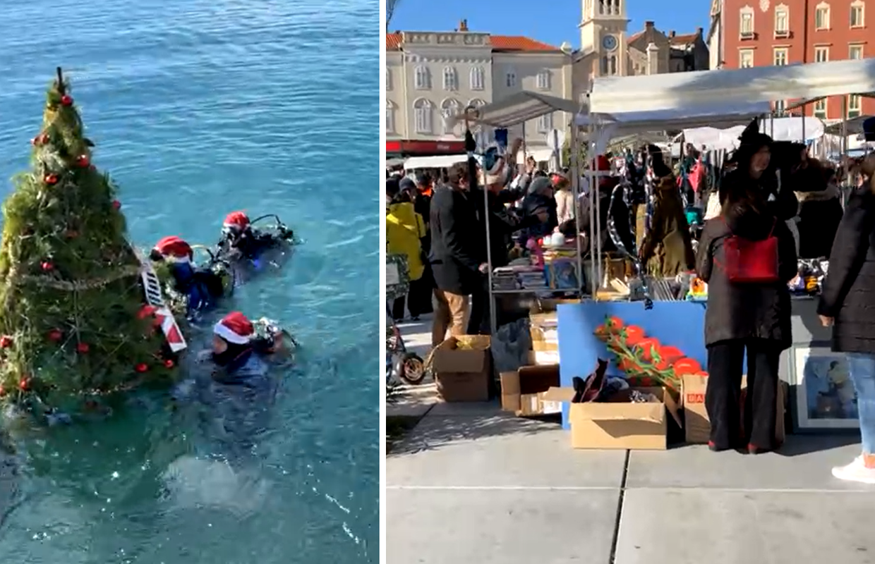 Jubilarna 20. humanitarna akcija 'A di si ti?' na splitskoj Rivi, jelku potopili u more