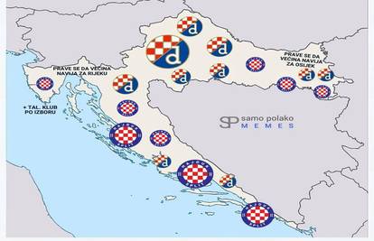 Karta koja je izazvala raspravu: Koji dijelovi Hrvatske navijaju za Hajduk, a koji za - Dinamo?