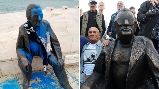 FOTO Vandali u Splitu bojom zalili spomenik Miljenka Smoje: Ostavili su i Partizanov ručnik