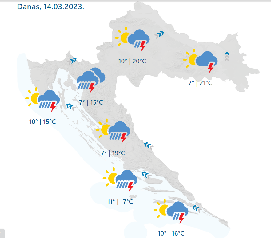 Velika promjena vremena je na vidiku u cijeloj Hrvatskoj:  Kiša, pljuskovi, grmljavina, jugo..