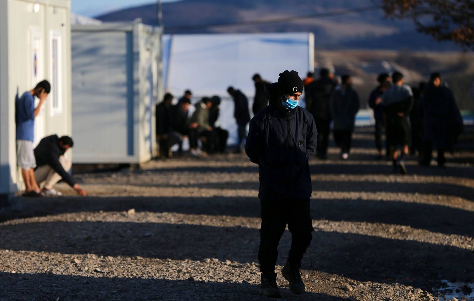 Migrants are seen in migrant camp Lipa near Bihac