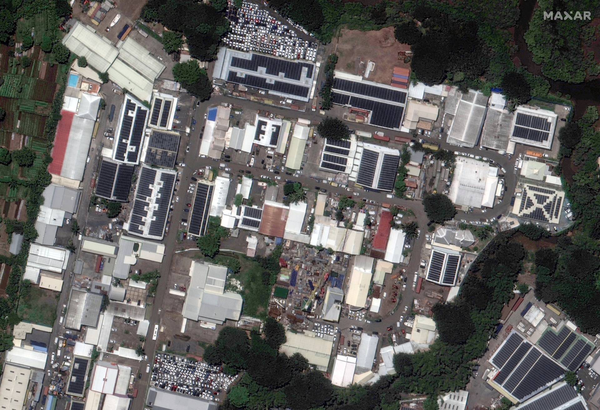 A satellite image shows buildings before Cyclone Chido in Mamoudzou, Mayotte