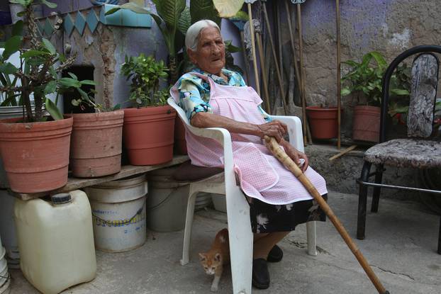 116 year-old Maria Felix Nava sits at her house patio during an interview with Reuters in the municipality of Tlaquepaque