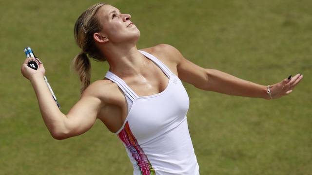 Croatia's Jana Fett in action during her second round match against Australia's Ashleigh Barty