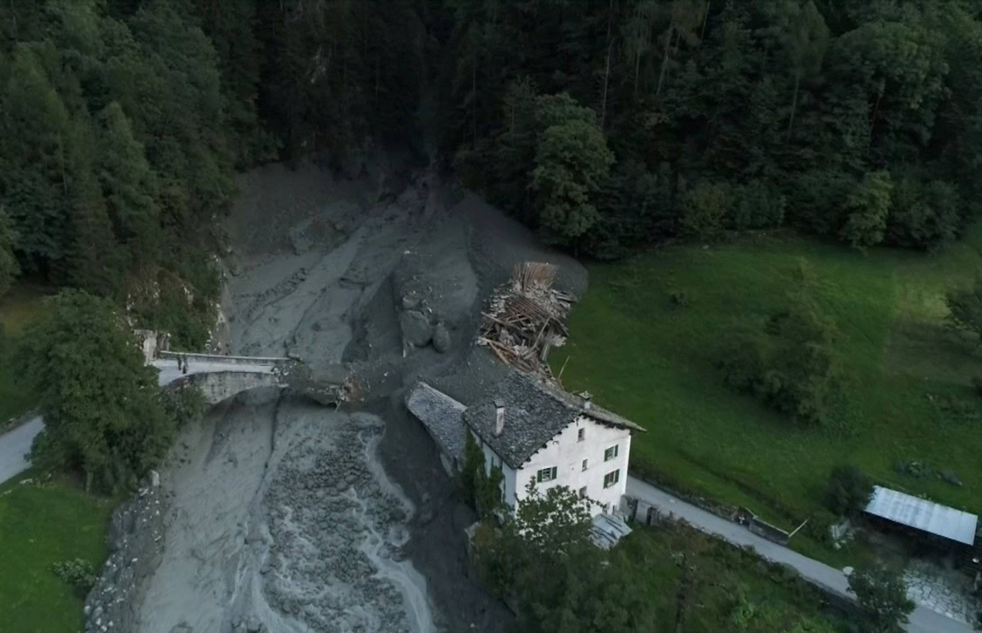 Still image taken from video shows the remote village Bondo in Switzerland