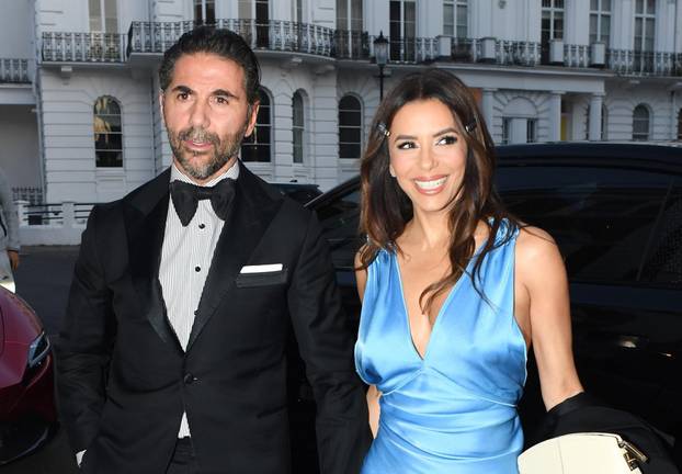 Eva Longoria & Jose Baston Arrive at David Beckham 50th Birthday Bash in London at Core Restaurant.