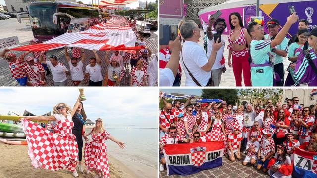 Hrvati obojili Katar u crveno-bijelo, stigla je i Ivana Knoll: Pogledajte prizore uoči dvoboja