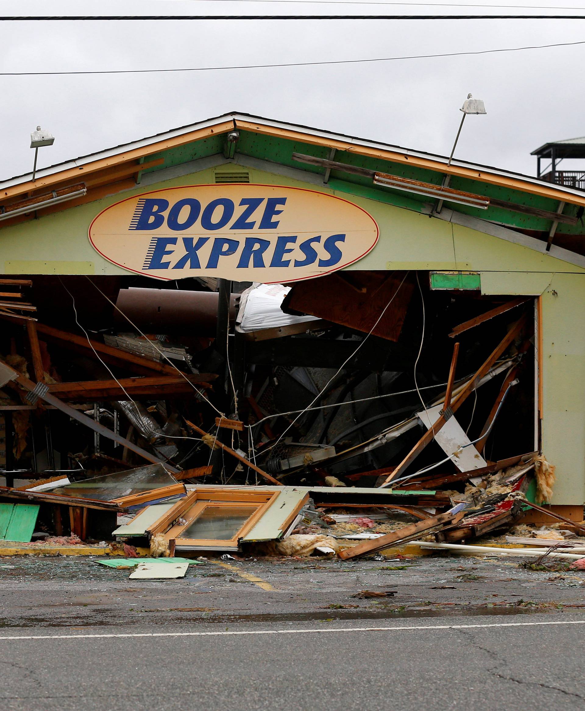 A local business damaged by Hurricane Michael is pictured in Panama City Beach