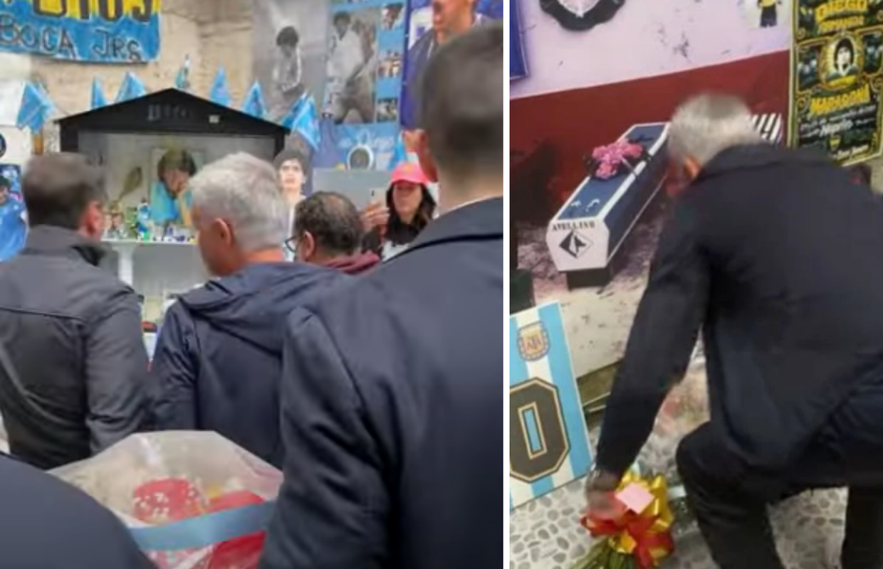 VIDEO Mourinho odao počast Maradoni u centru Napulja i naišao na domaće navijače