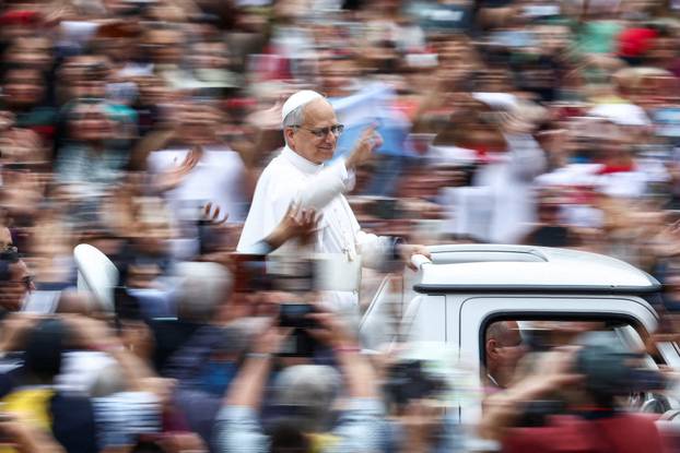 Pope Leo XIV holds his first general audience in St. Peter's Square, at the Vatican