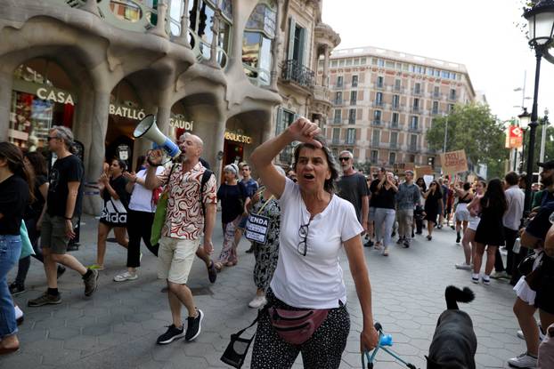 People protest against mass tourism in Barcelona