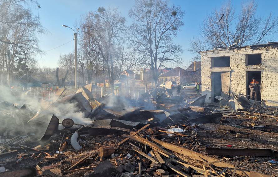 Aftermath of a Russian missile strike in Kharkiv