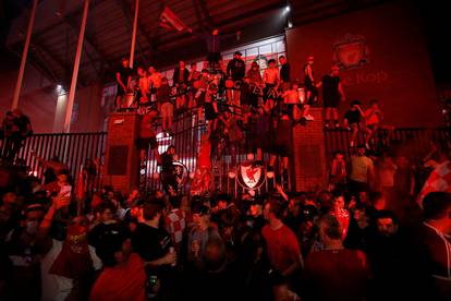 Premier League - Liverpool fans celebrate winning the Premier League