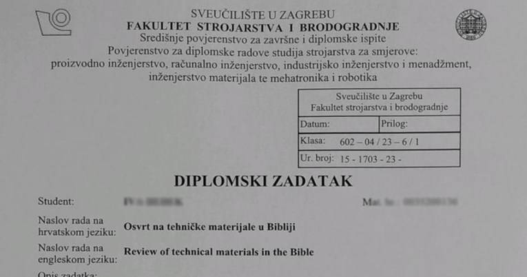 Studentica strojarstva diplomski pisala na temu Biblije: 'Hvala Bogu, on me istinski razumije'