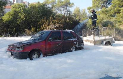 Škoda plivala u pjeni nakon što su je ugasili vatrogasci 