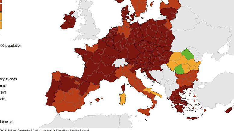Objavili su novu koronakartu: Skoro cijela EU u tamnocrvenom