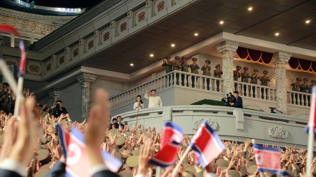 Nighttime military parade to mark the 90th anniversary of the founding of the Korean People's Revolutionary Army in Pyongyang