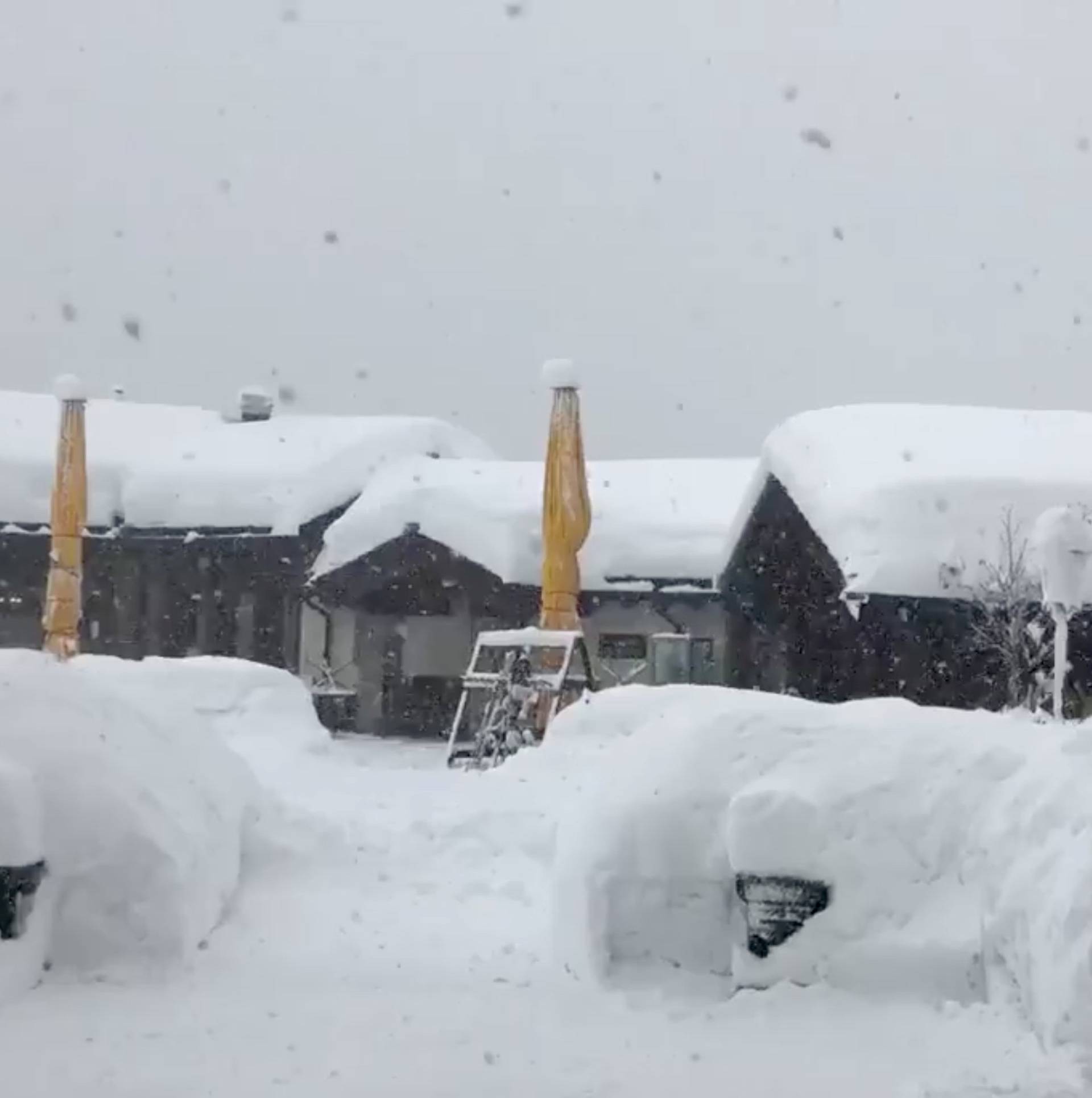 A hotel covered in snow is seen in Zermatt resort