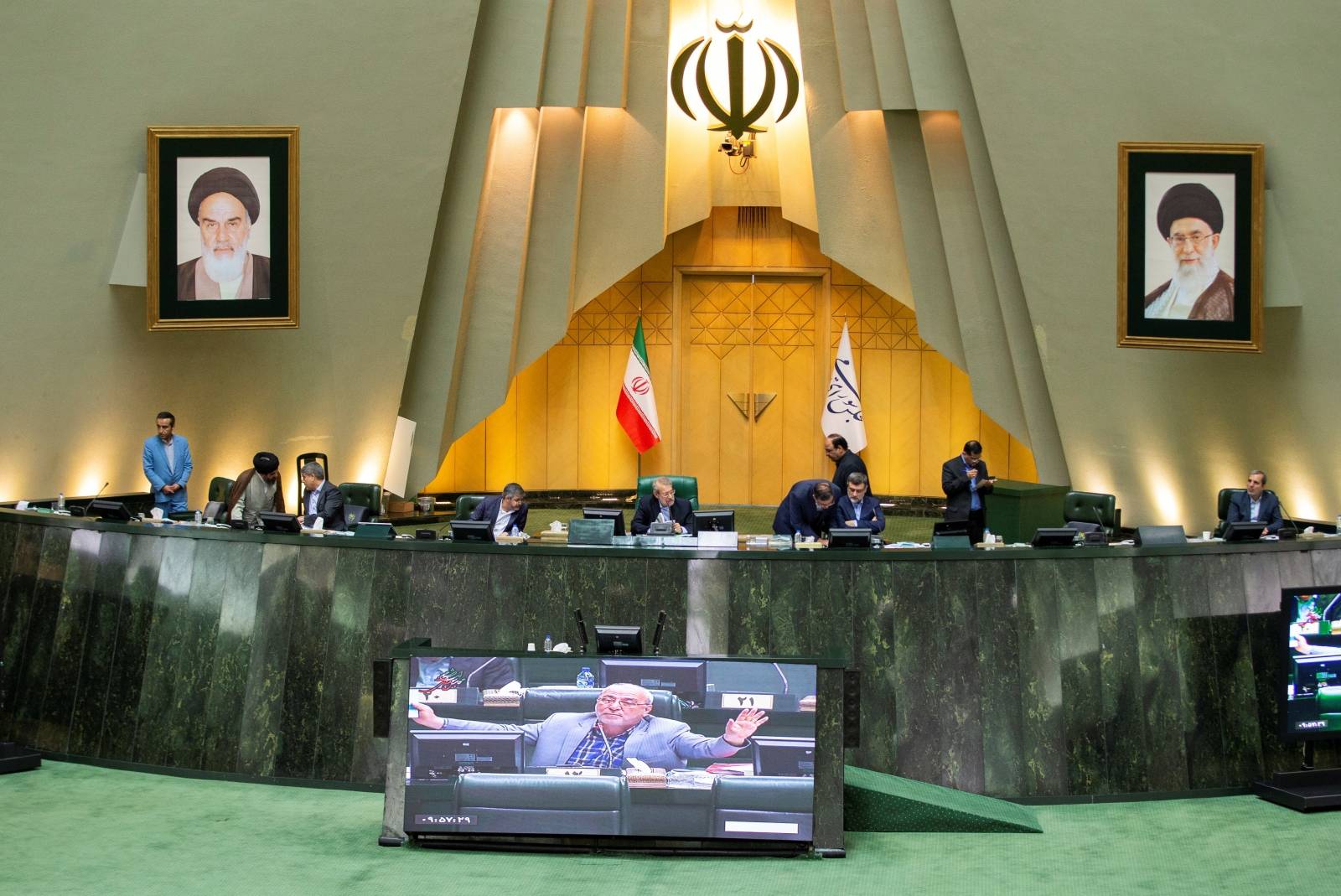Speaker Ali Larijani attends a session of parliament in Tehran