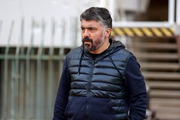 SPLIT: Heating players on the eve of the start of the Croatian Football Cup match between Rijeka and Hajduk 
