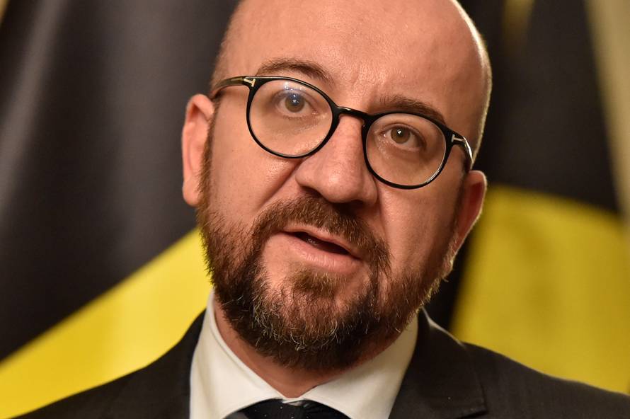 Belgium's Prime Minister Charles Michel holds a news conference in Brussels