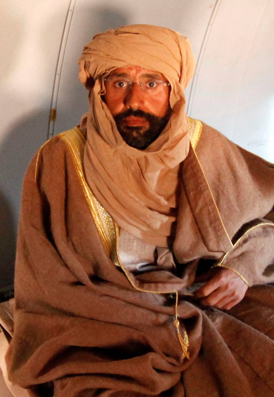 FILE PHOTO: Saif al-Islam Gaddafi is pictured sitting in a plane in Zintan
