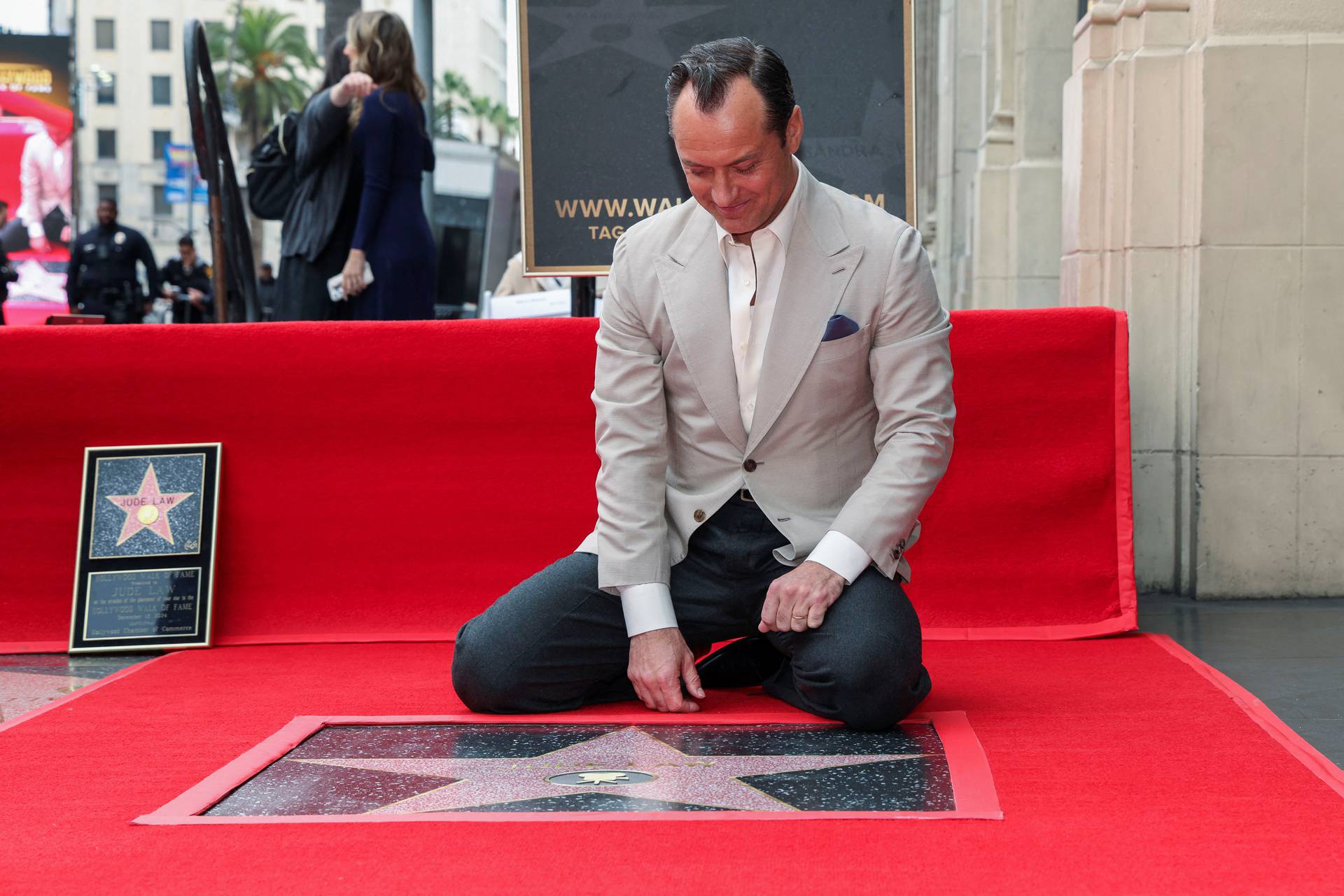 Actor Jude Law unveils his star on The Hollywood Walk of Fame in Los Angeles