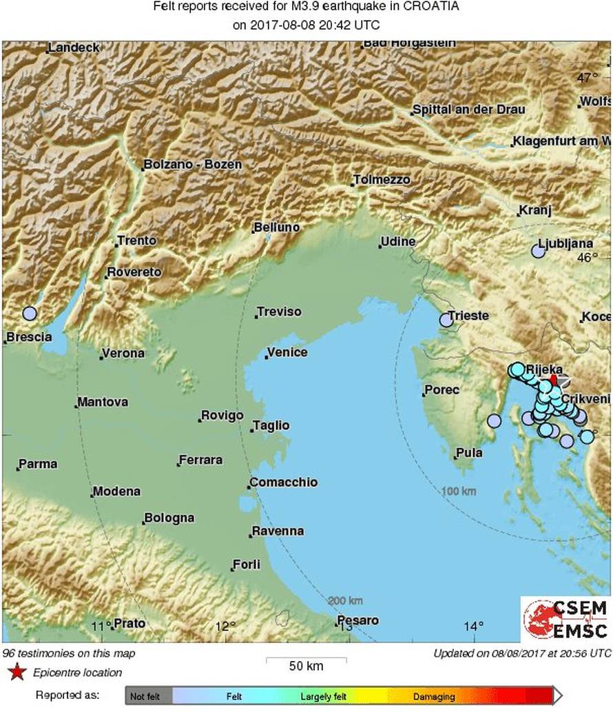 Još jedan potres kod Rijeke: 'Treslo se tri puta u pola sata'