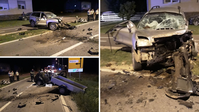 Policija o nesreći u Valpovu: Zbog brzine prešao u suprotni smjer i zabio se u automobil