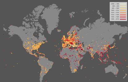 Šokantna karta: Prikazuje sve sukobe na svijetu kroz povijest