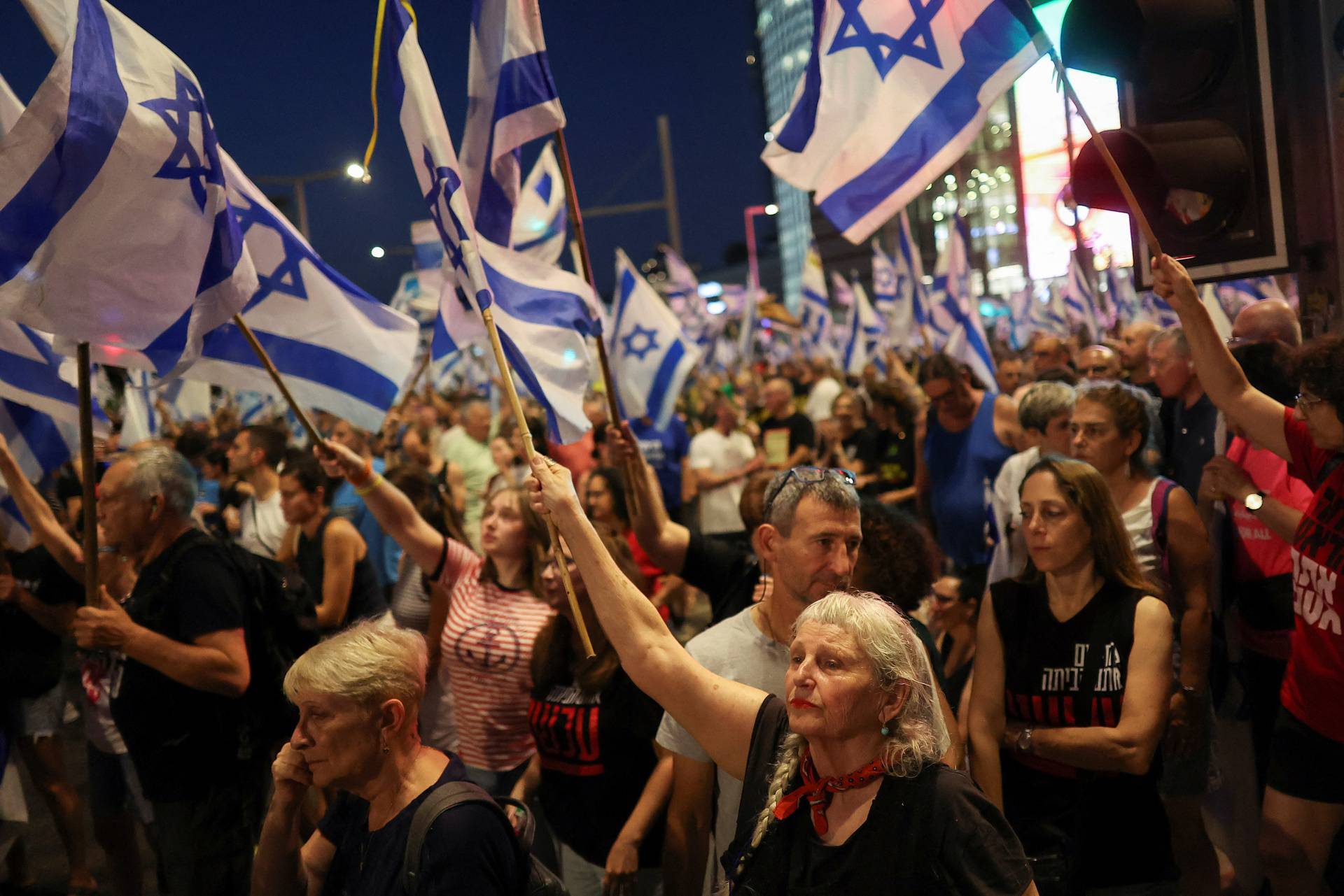 Demonstration against Israeli Prime Minister Benjamin Netanyahu's government and a call for the release of hostages in Gaza, amid the Israel-Hamas conflict, in Tel Aviv