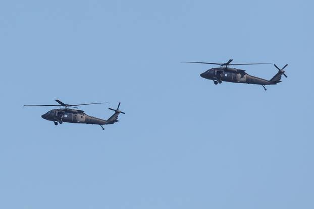 Zagreb: Prelet helikoptera tijekom svečanog obilježavanja 30. obljetnice VRO Oluja