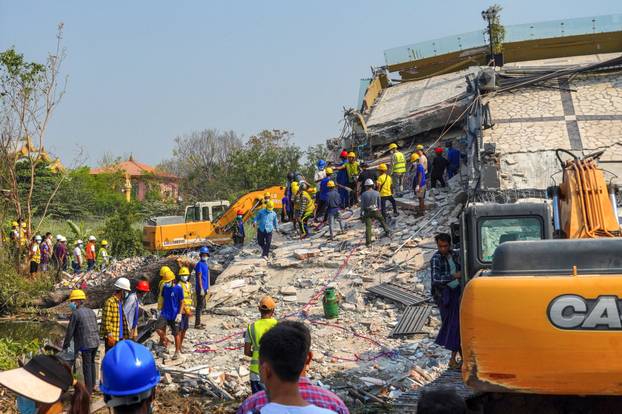Aftermath of a strong earthquake, in Mandalay