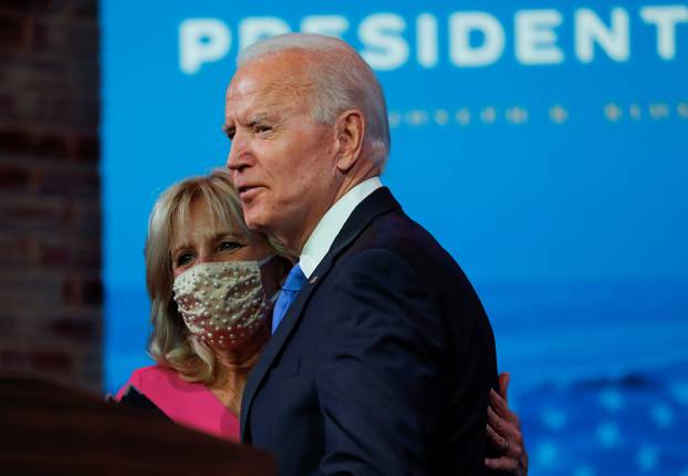 U.S. President-elect Joe Biden delivers a televised address to the nation in Wilmington